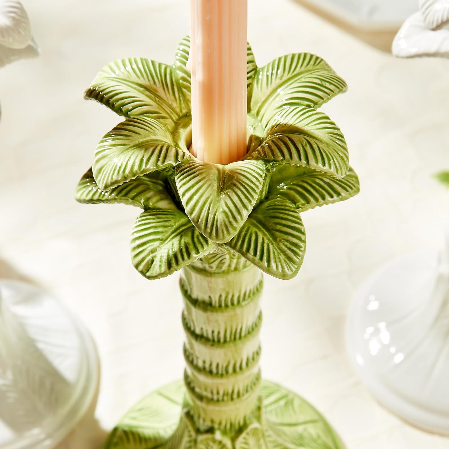 Green Palm Candlesticks – Set of 2