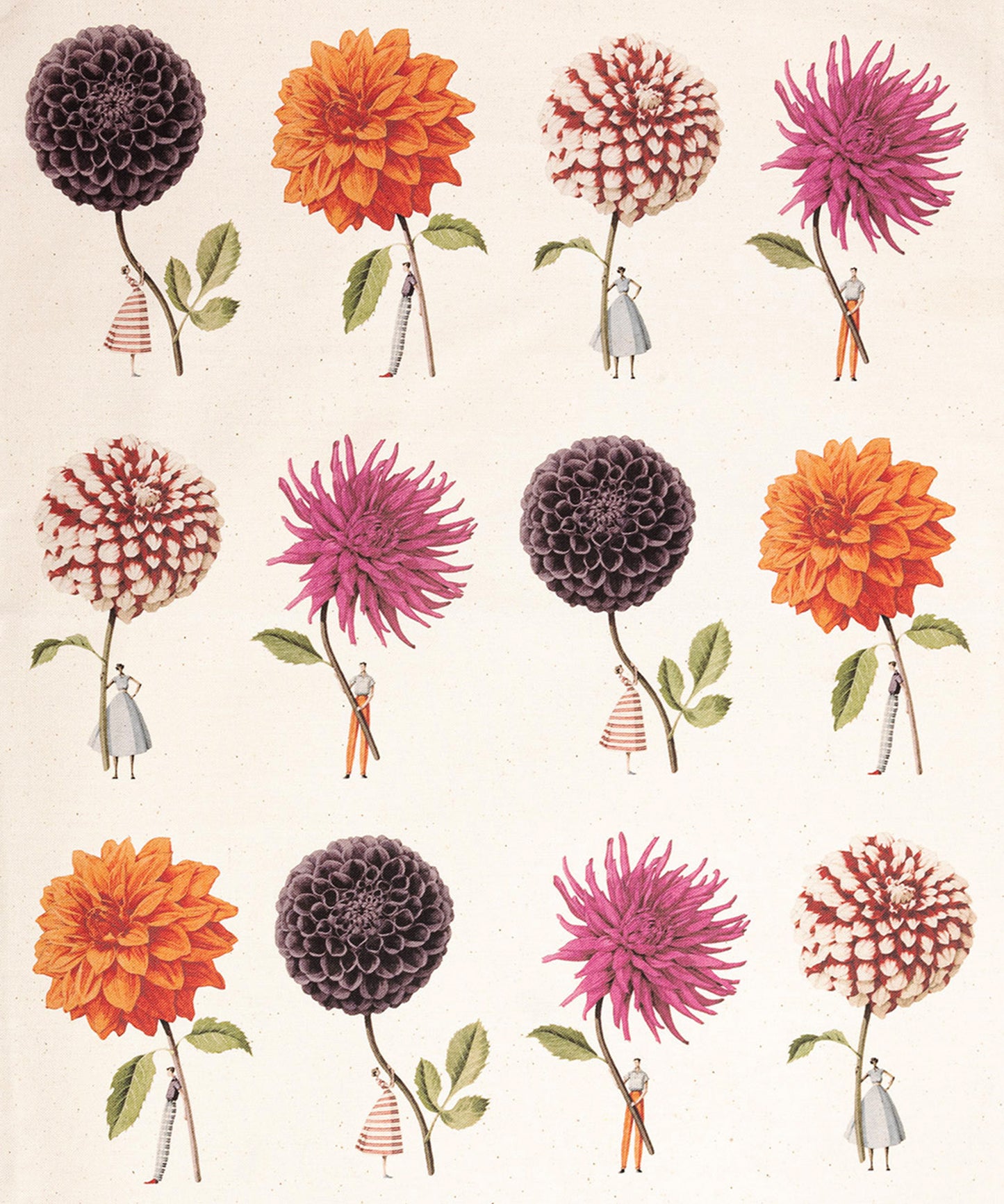 dahlia tea towel