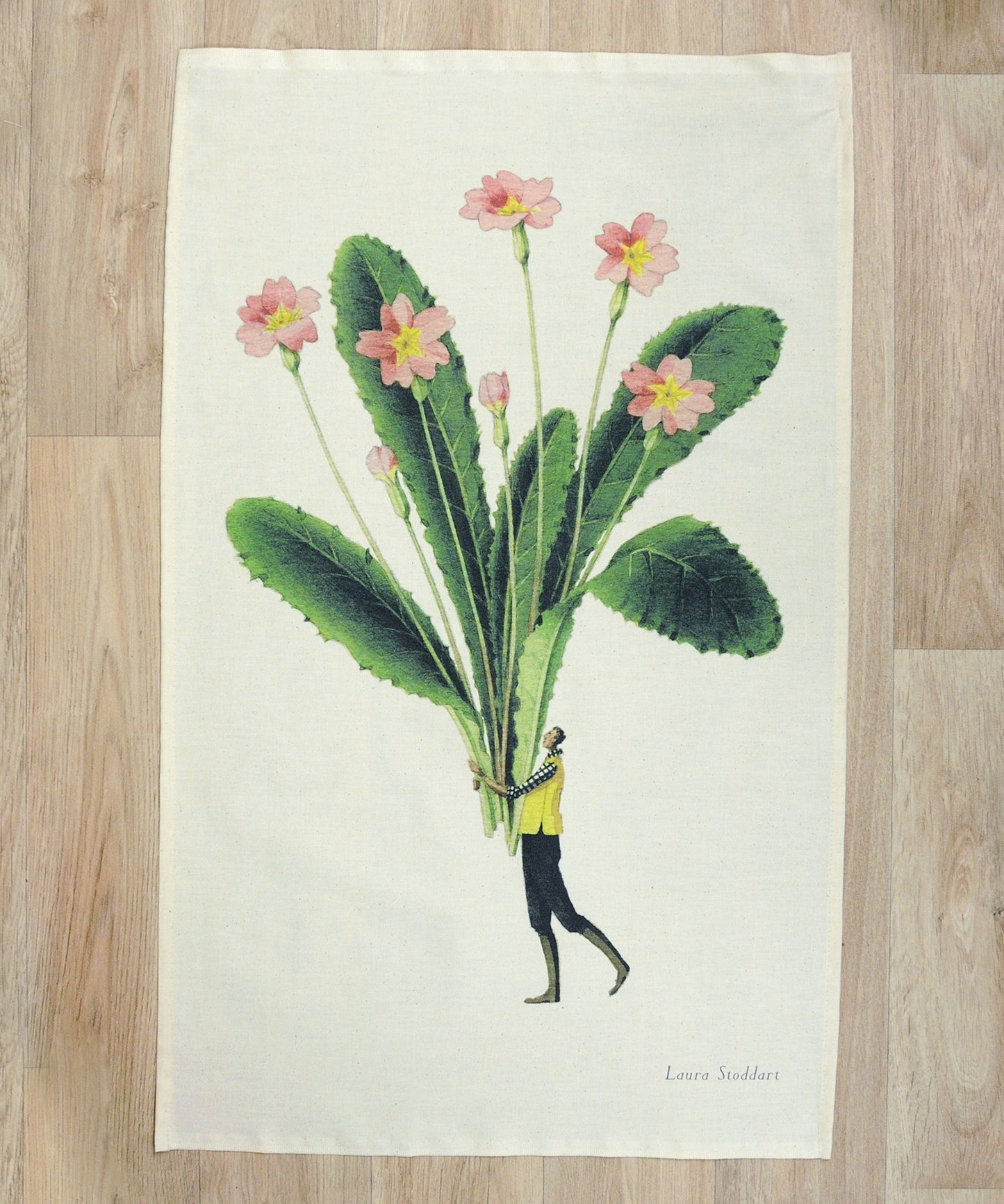 Primrose Spring Flower Tea Towel - By Laura Stoddart