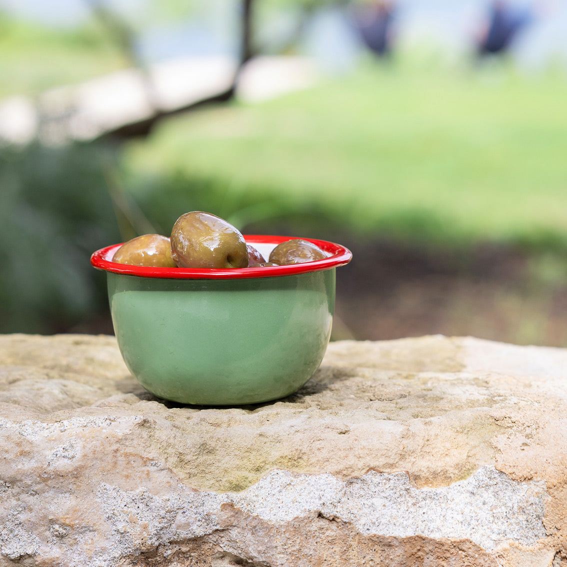 Olive Enamel Bowl