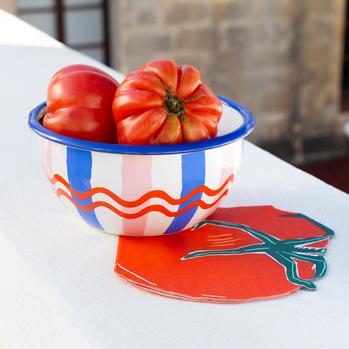 Tomato Stripe Enamel Bowl