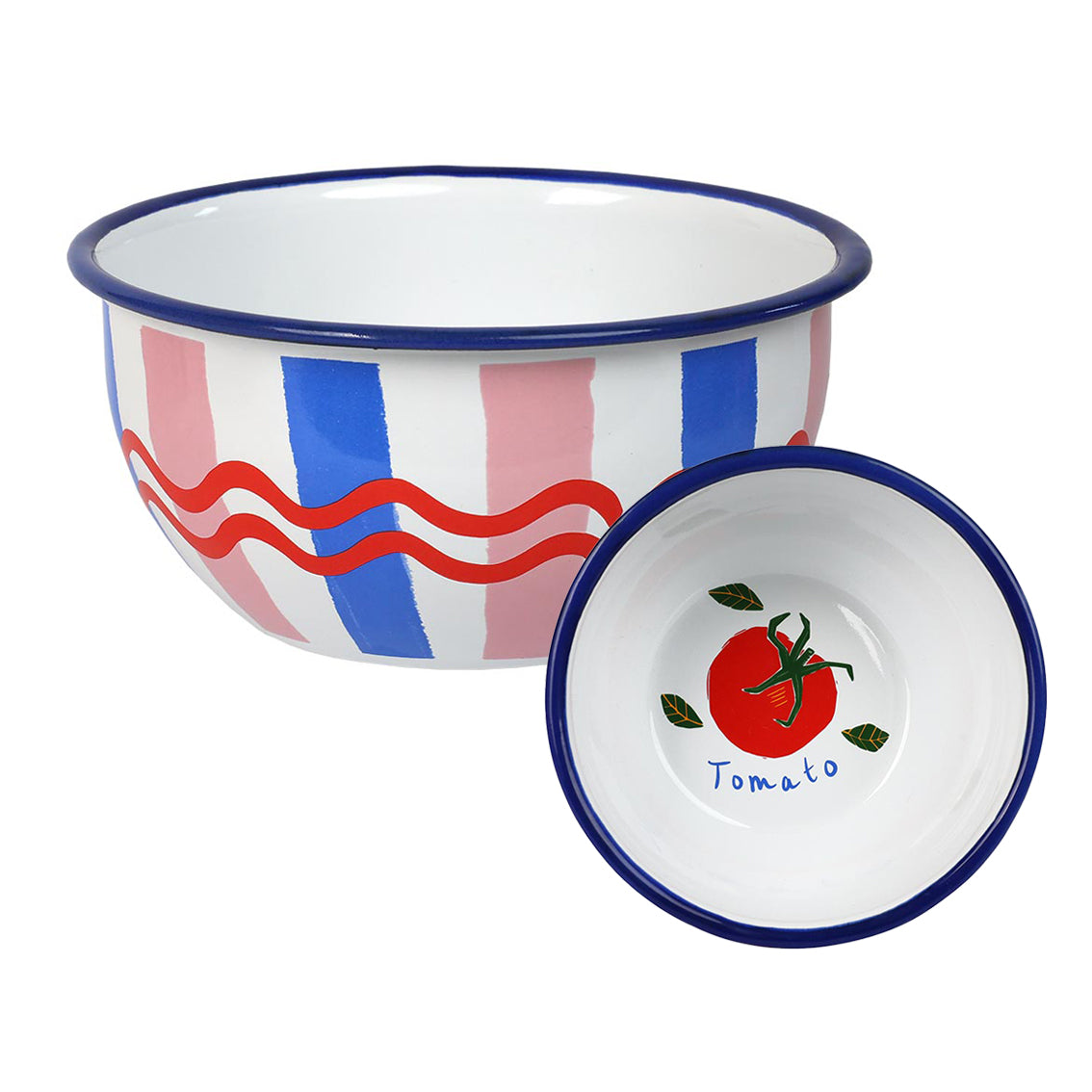 Tomato Stripe Enamel Bowl