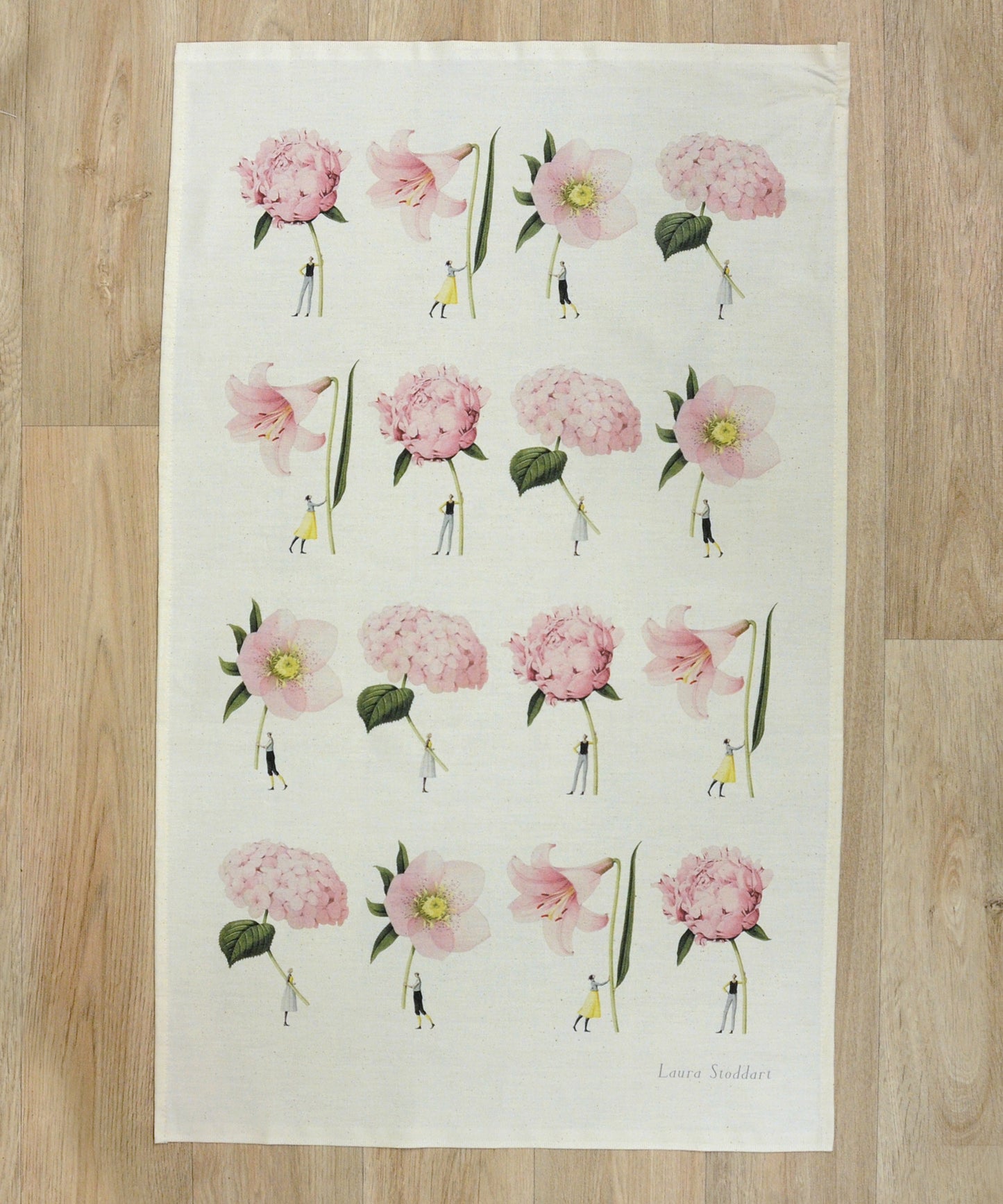 In Bloom Pink Flowers Tea Towel - By Laura Stoddart