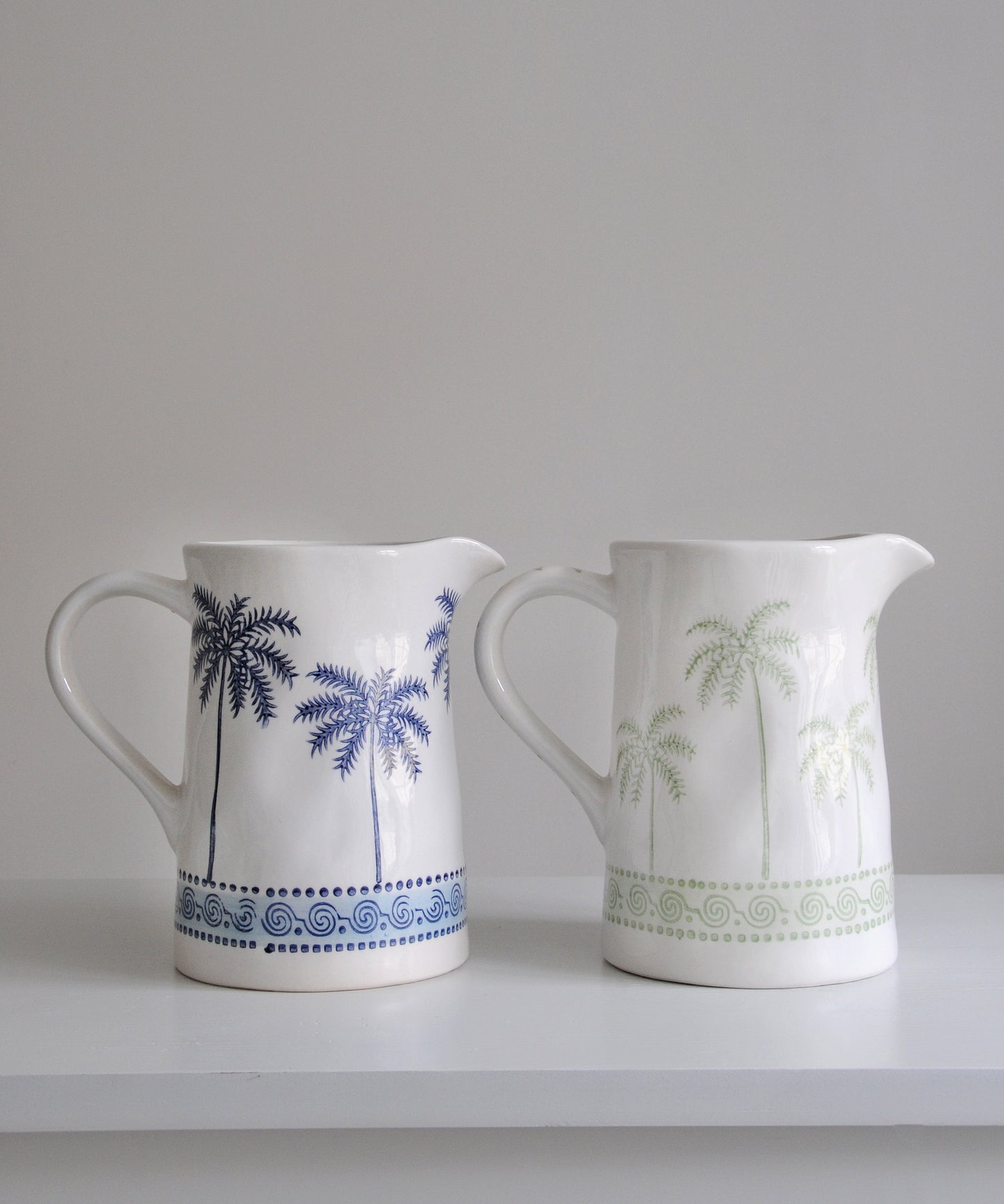 Blue Palm Ceramic Jug