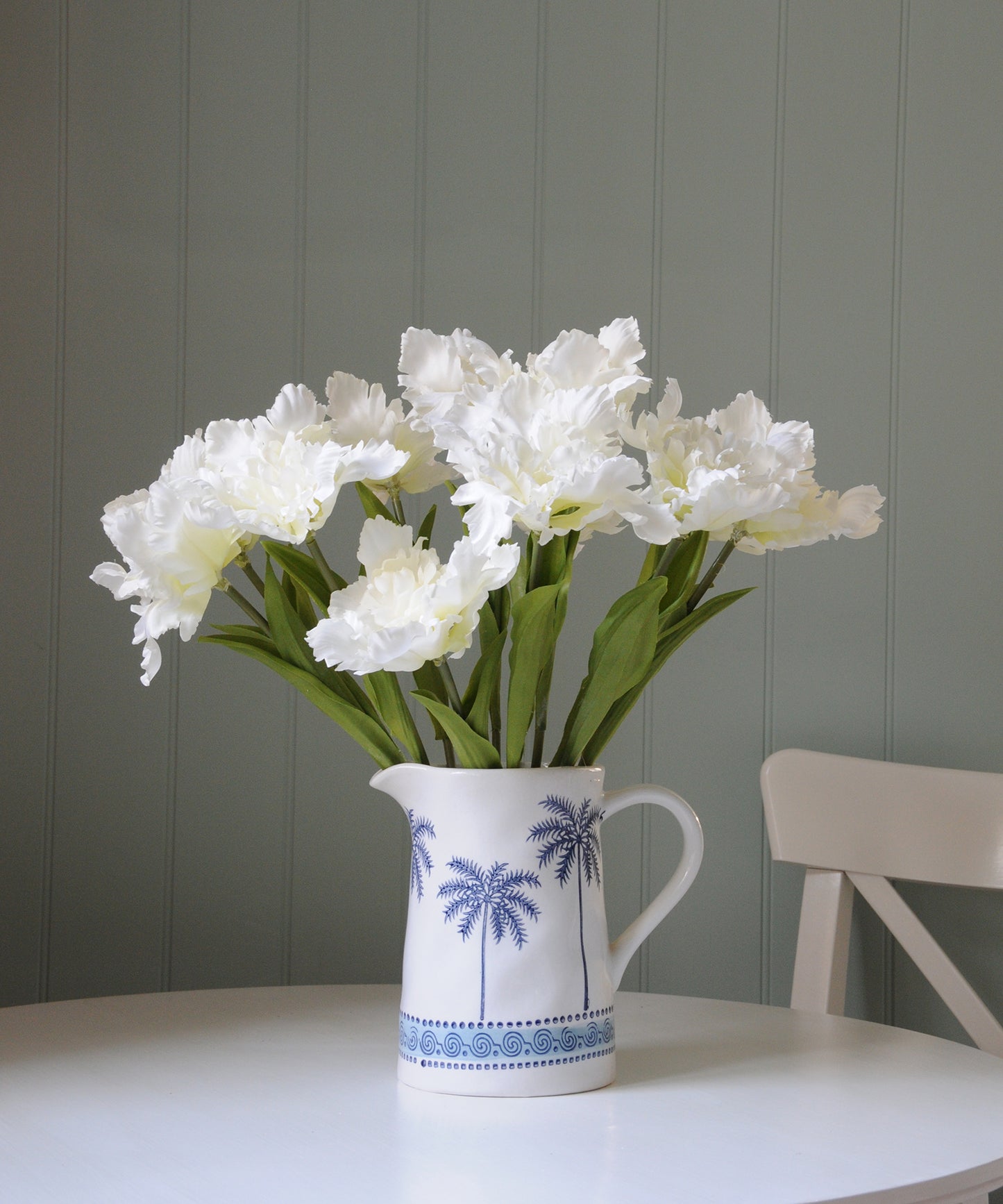 Blue Palm Ceramic Jug