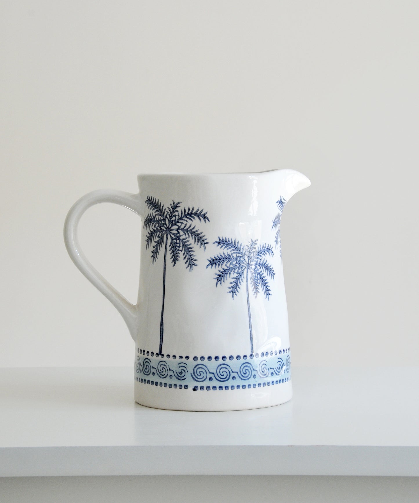 Blue Palm Ceramic Jug