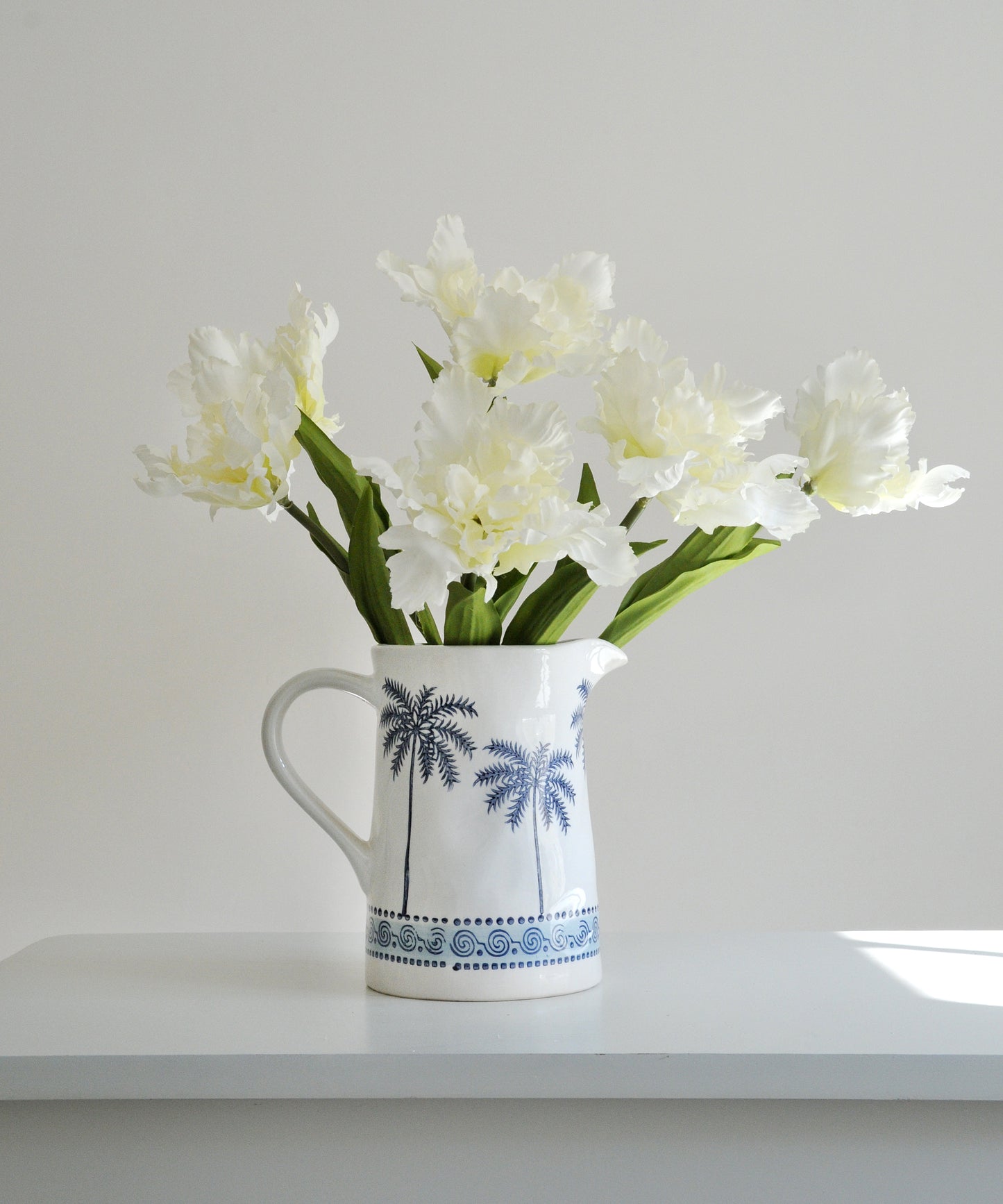 Blue Palm Ceramic Jug