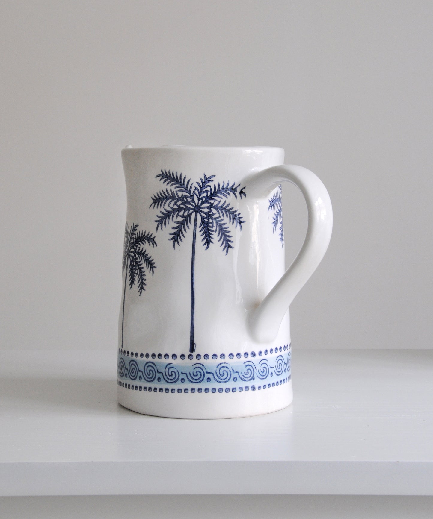 Blue Palm Ceramic Jug