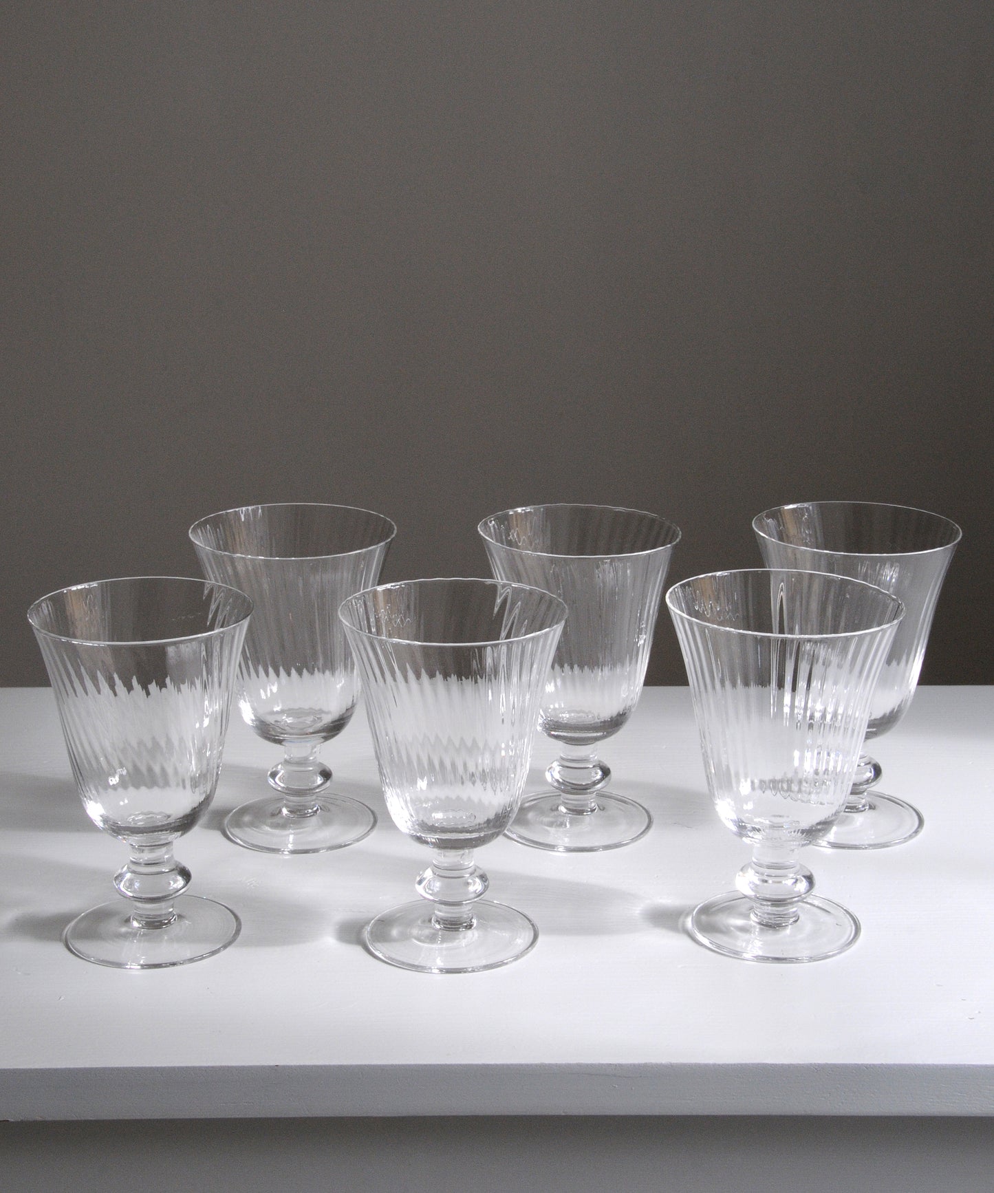 Set of 6 -Short Stem Ribbed Glasses