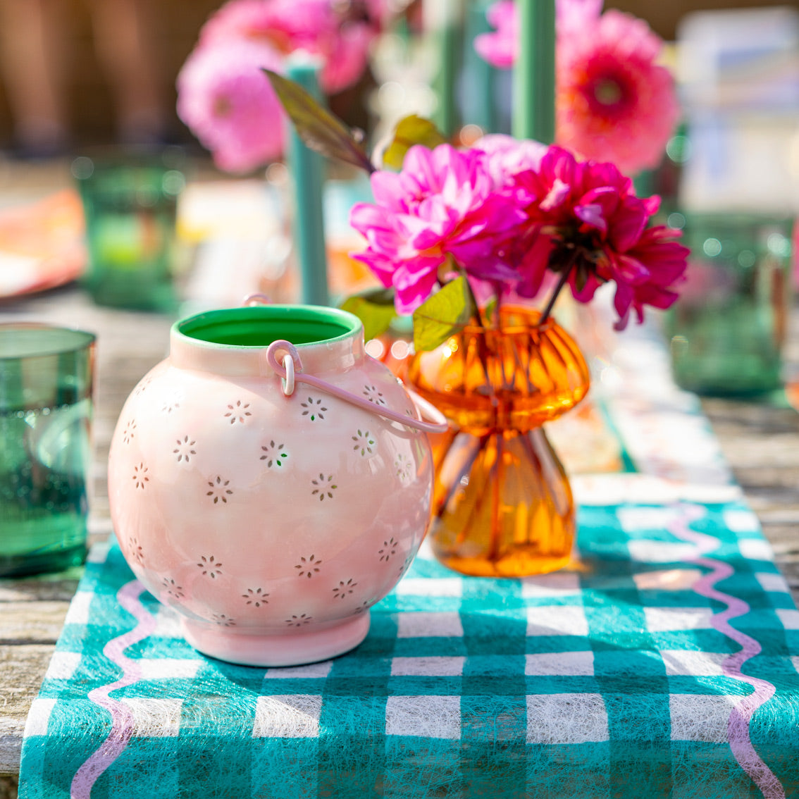 Metal Pink Lantern - Small