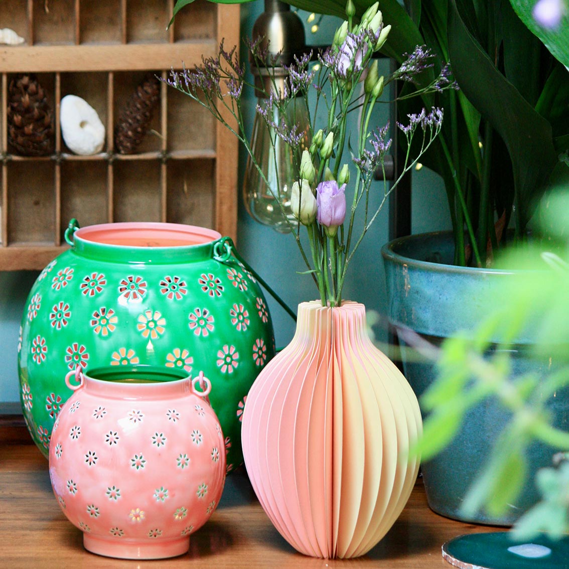 Metal Pink Lantern - Small