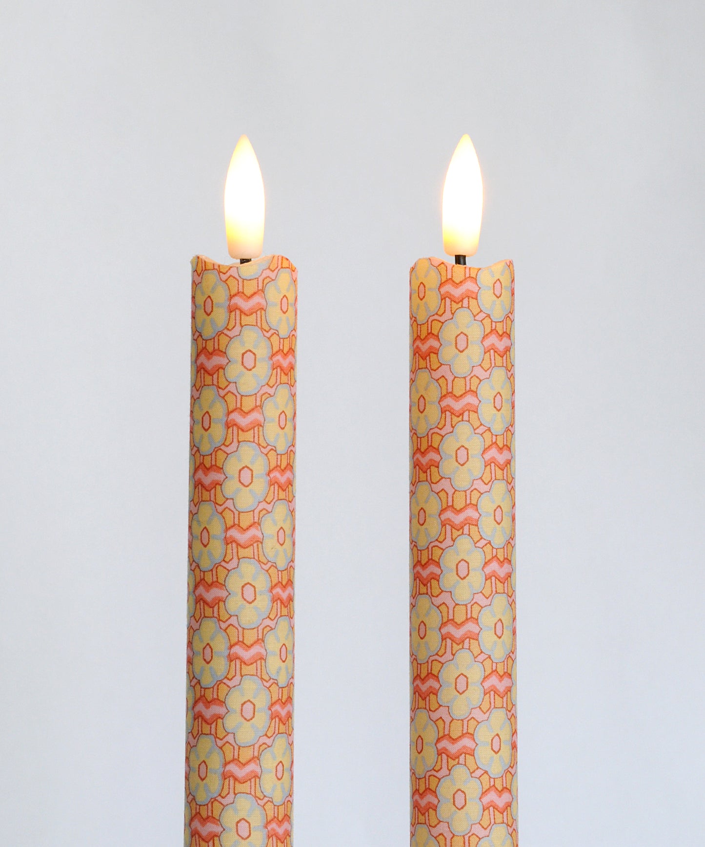 'Ziggy Peach' - Fabric wrapped Flameless LED Wax Candles