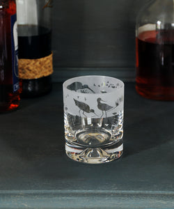 Etched Glass Tumbler Wading Birds