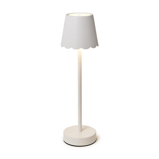 White Scalloped Portable Cordless Table Lamp