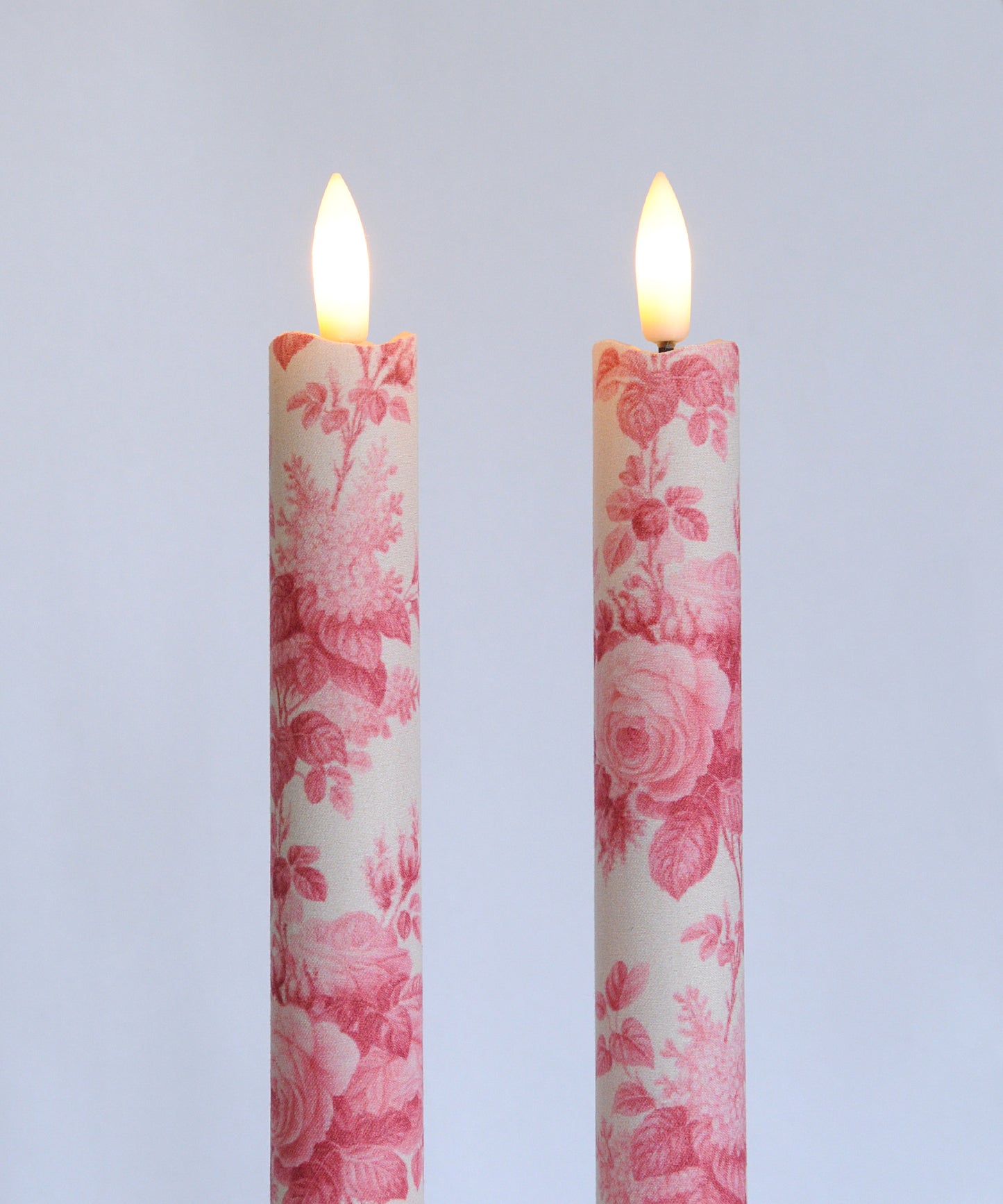 'Belmont Toile Tea Rose' - Fabric wrapped Flameless LED Wax Candles