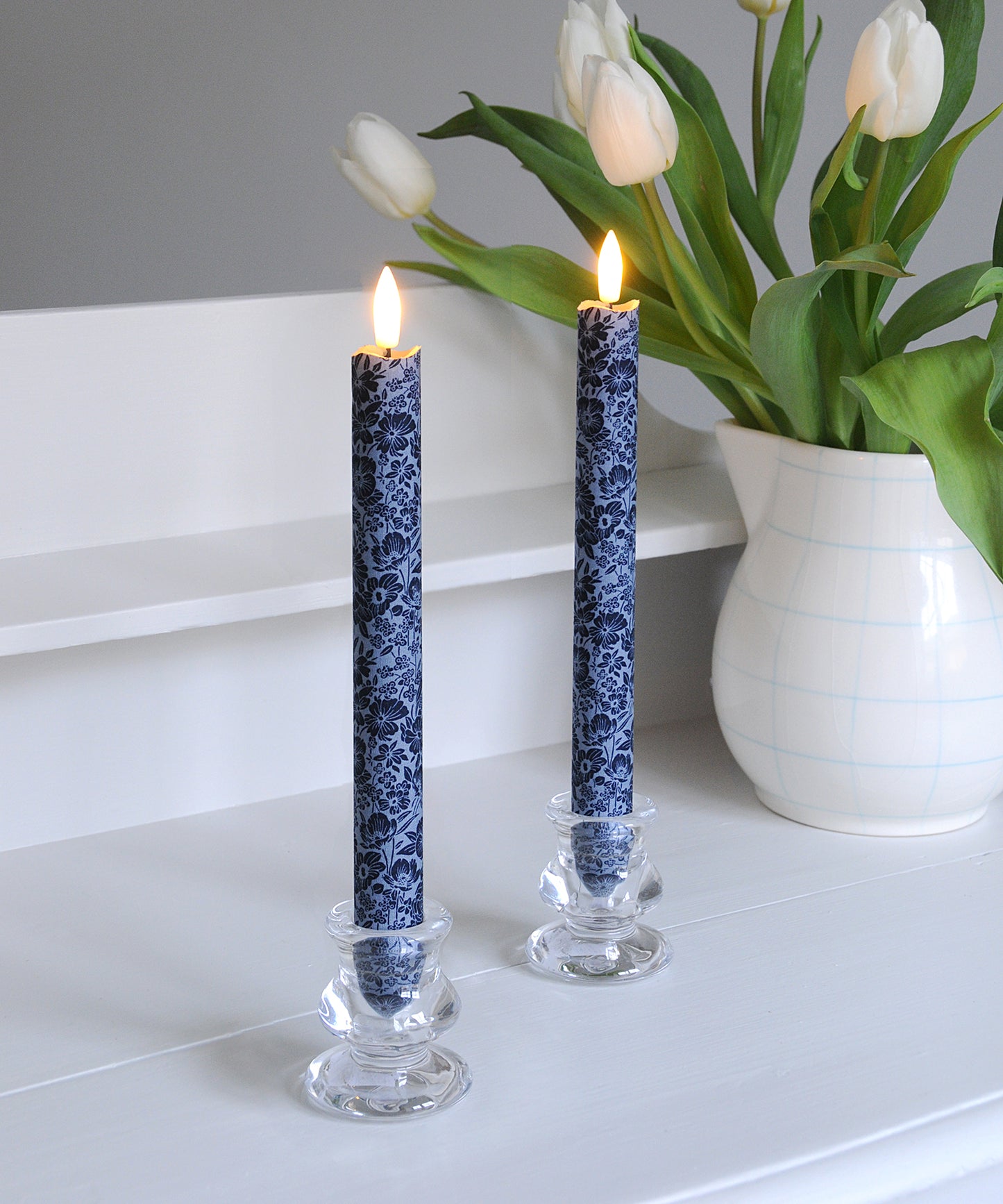 'Midnight Meadow' - Fabric wrapped Flameless LED Wax Candles