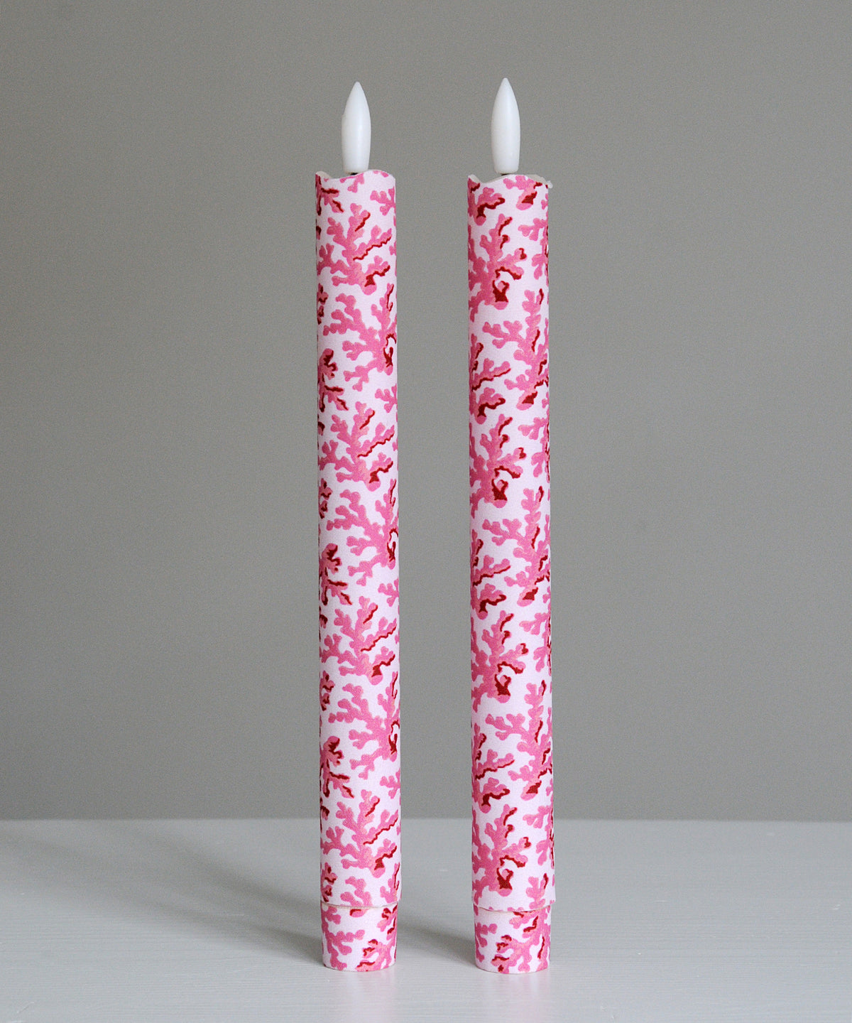 'Coral Tide Shell Pink' - Fabric wrapped Flameless LED Wax Candles