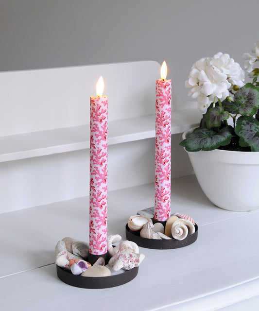 'Coral Tide Shell Pink' - Fabric wrapped Flameless LED Wax Candles