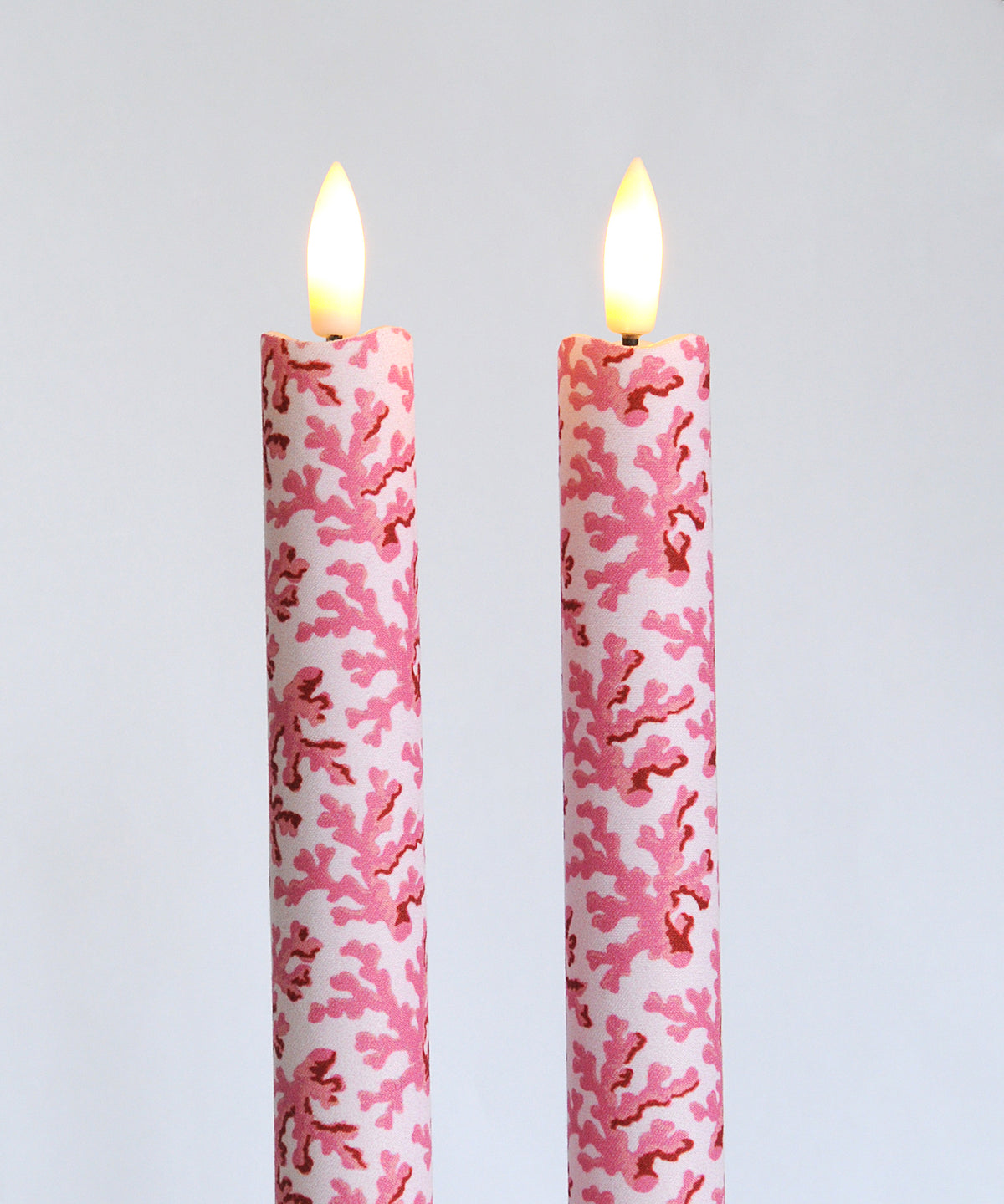 'Coral Tide Shell Pink' - Fabric wrapped Flameless LED Wax Candles