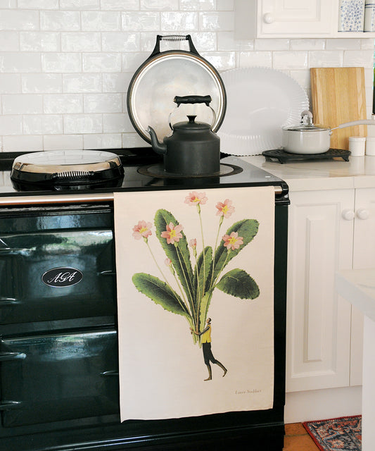 Primrose Spring Flower Tea Towel - By Laura Stoddart