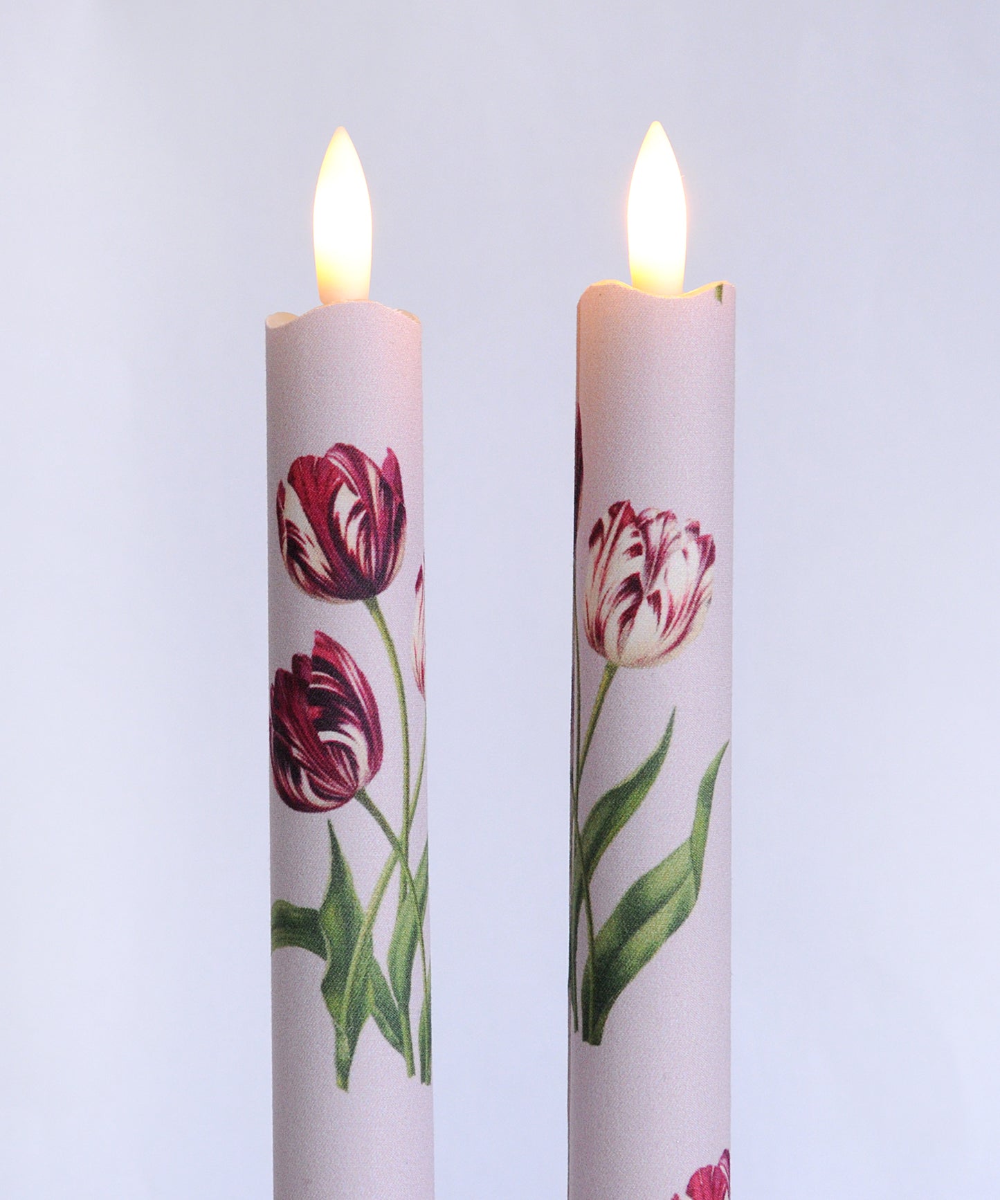 'Heritage Tulip Tea Rose' - Fabric wrapped Flameless LED Wax Candles