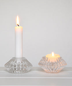 ribbed glass candle holder