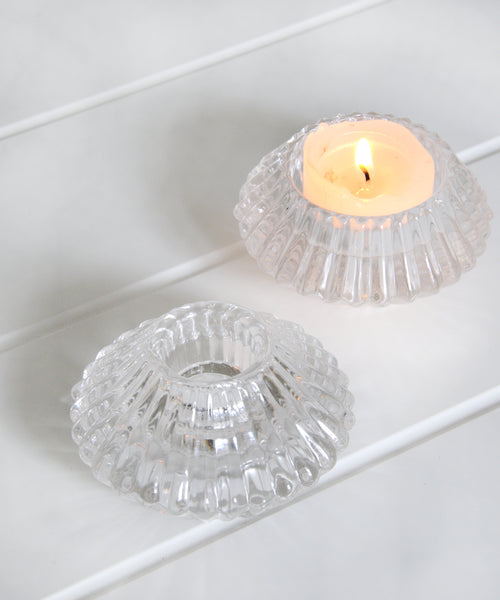 ribbed glass candle holder