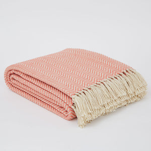 Coral Herringbone Blanket by Weaver Green