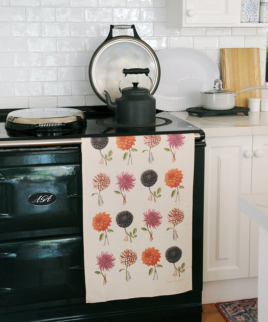 Dahlias Tea Towel - By Laura Stoddart