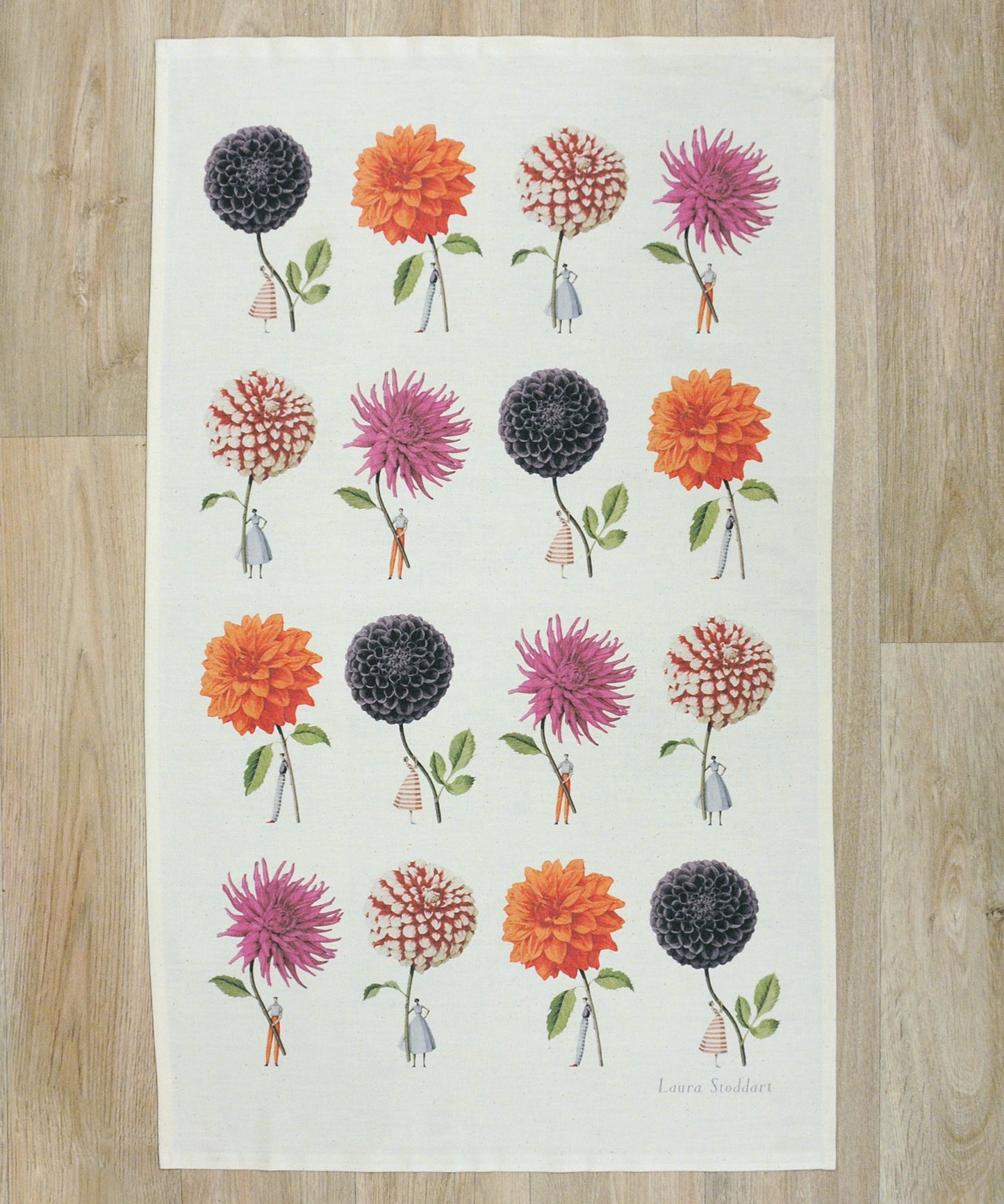 Dahlias Tea Towel - By Laura Stoddart