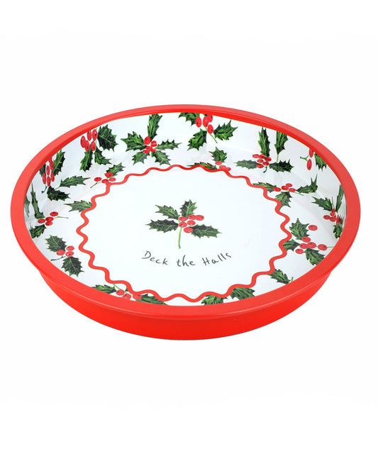 Holly Christmas Tin Tray