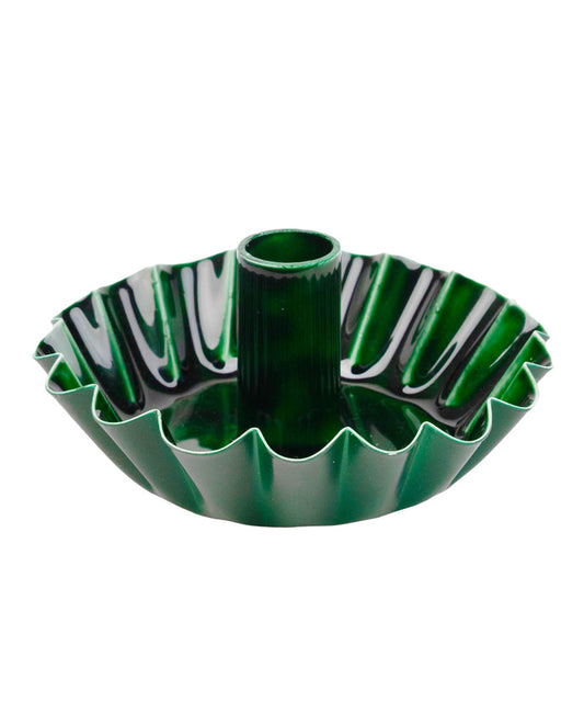 Dark Green Scalloped Candle Holder