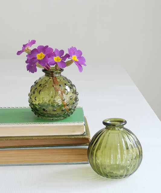 Round Glass Vase - Moss Green