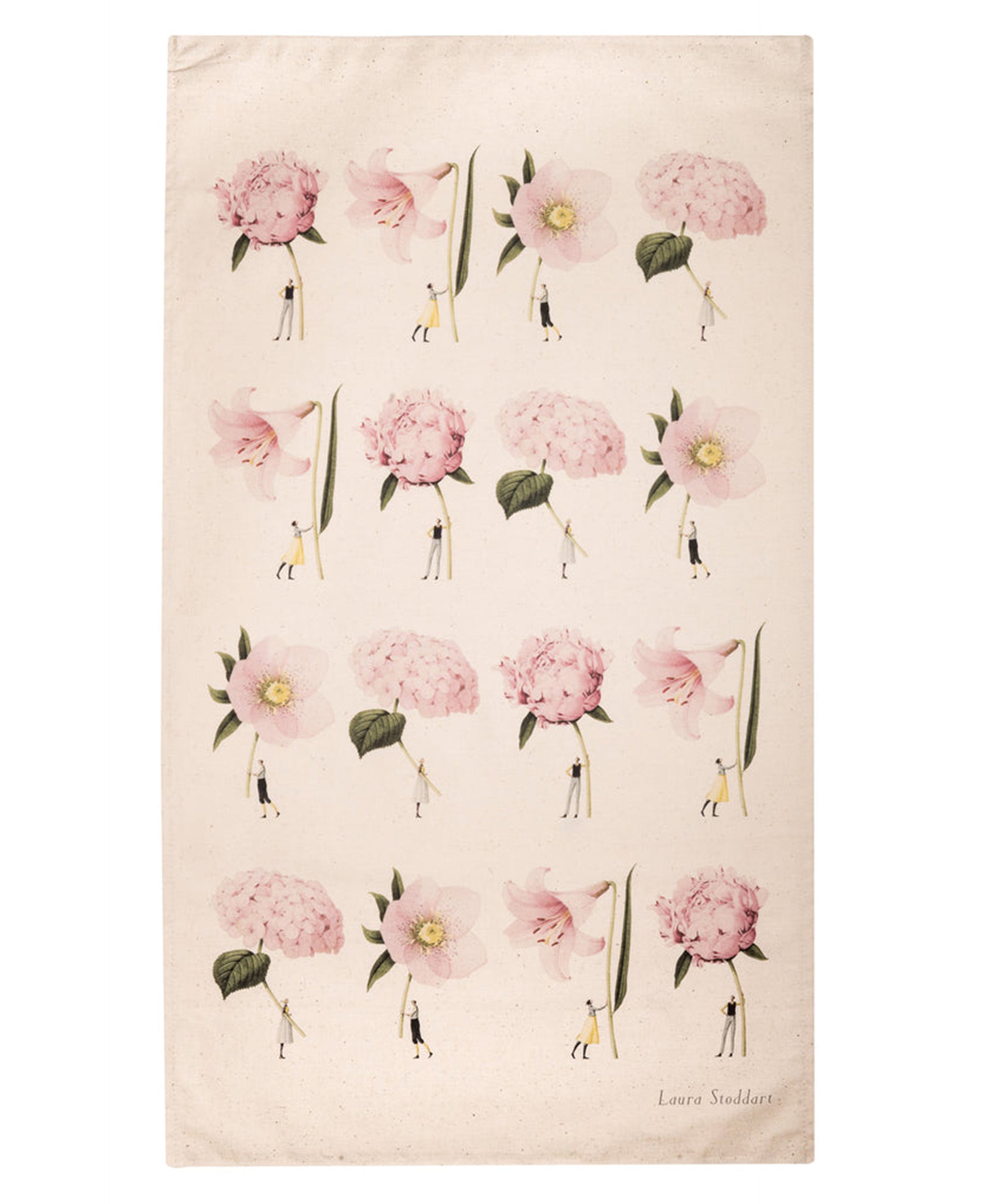 pink flower tea towel