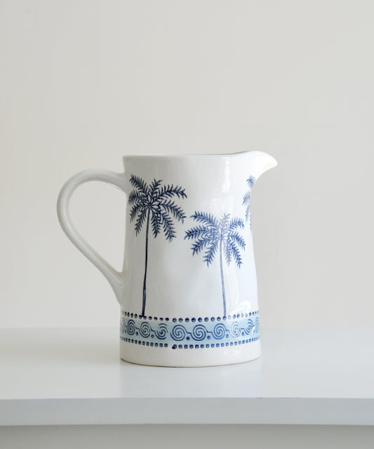 Blue Palm Ceramic Jug