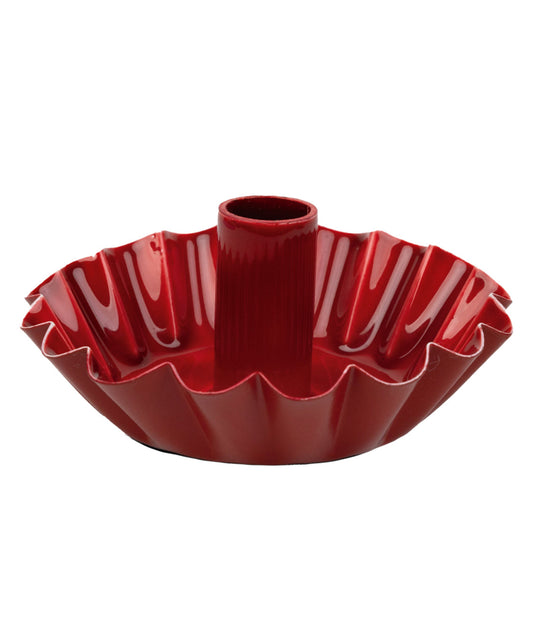 Red Scalloped Candle Holder