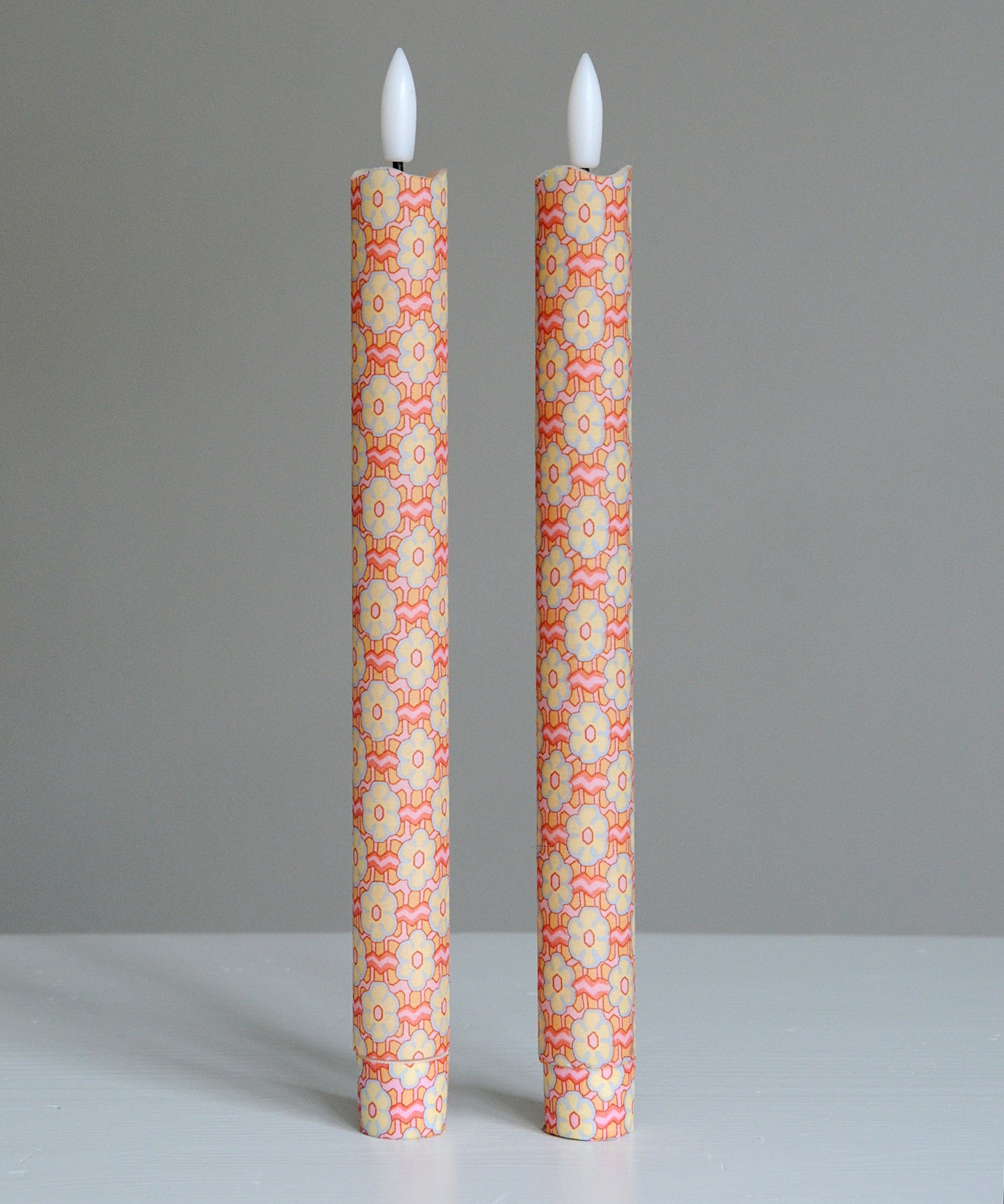 'Ziggy Peach' - Fabric wrapped Flameless LED Wax Candles