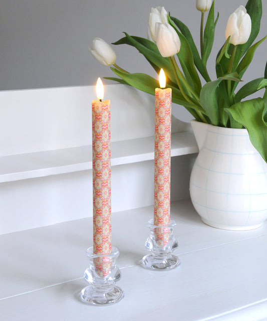 'Ziggy Peach' - Fabric wrapped Flameless LED Wax Candles