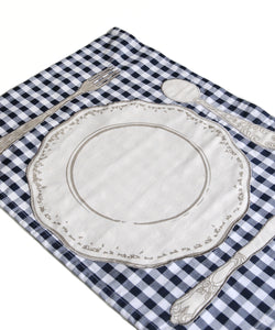 Blue gingham placemat