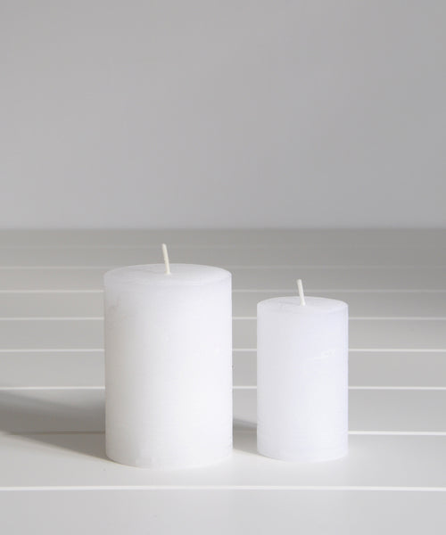White rustic pillar candles
